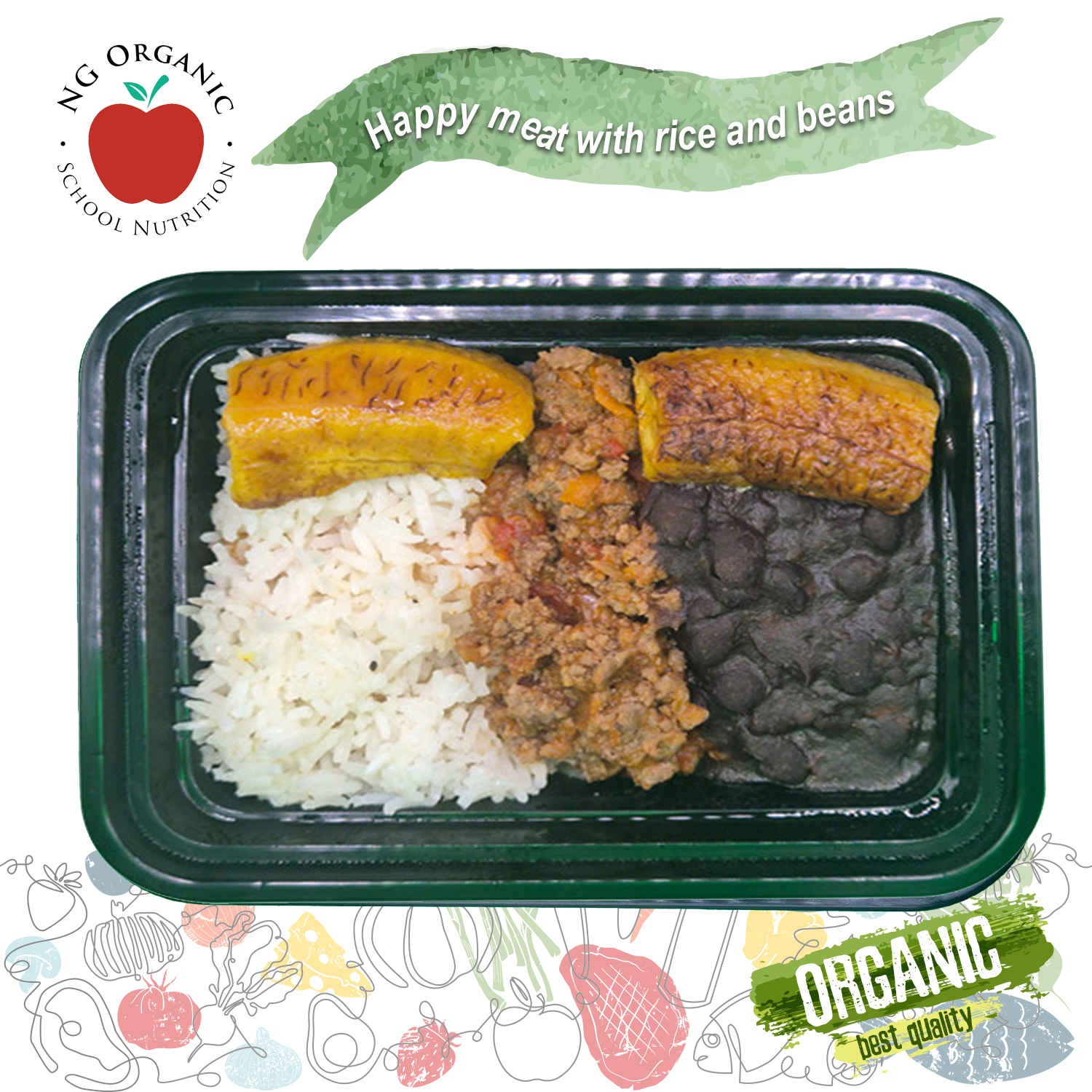 Happy meat with rice and beans